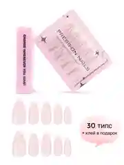 Розовый накладные ногти с дизайном, 30 штук и 24 штуки, с клеем для ногтей