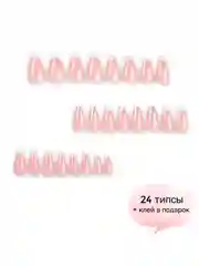 Коралловый меланж накладные ногти с дизайном, 30 штук и 24 штуки, с клеем для ногтей