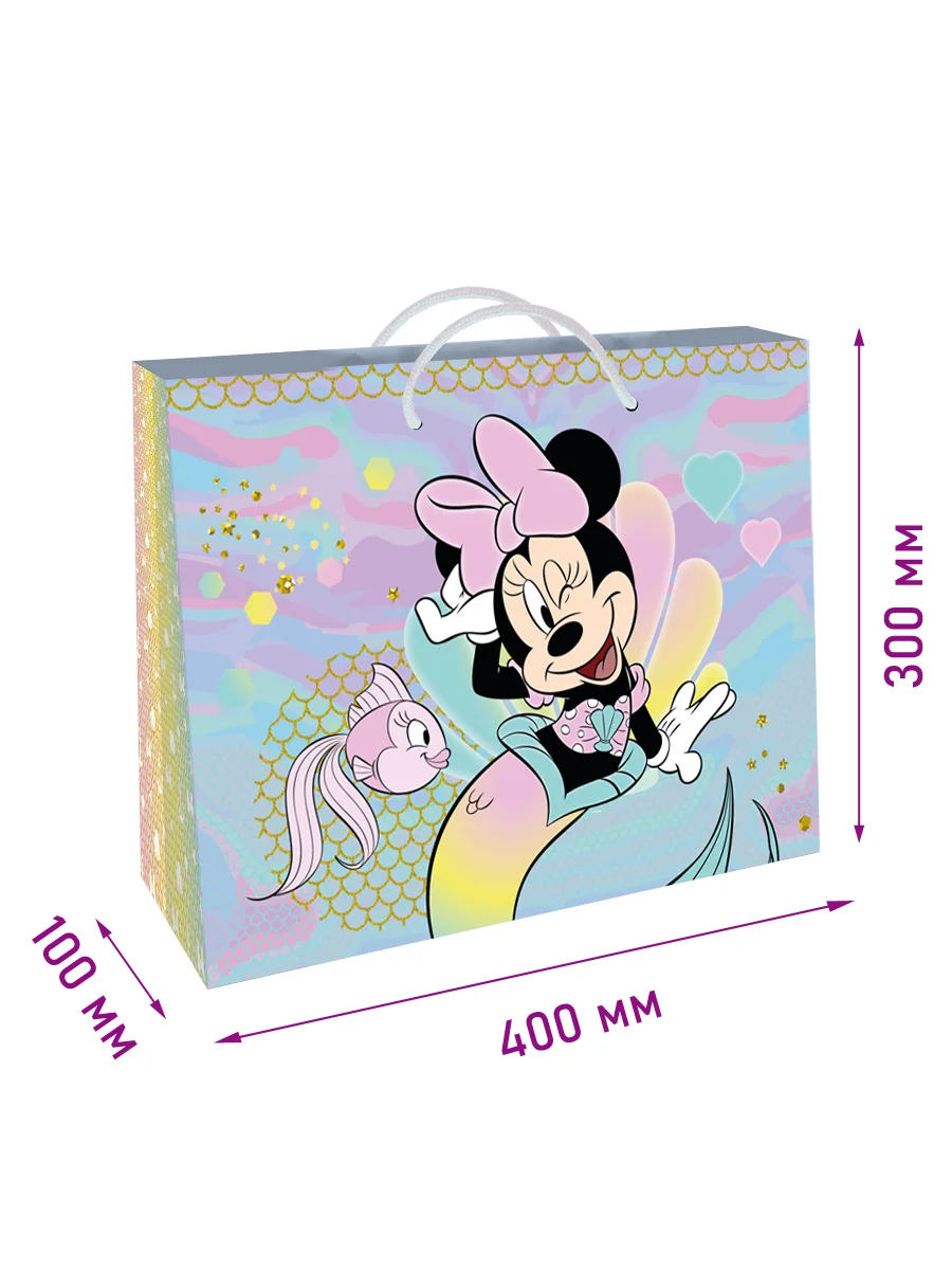 Пакет подарочный Minnie Mouse, 400 х 300 х 140 мм