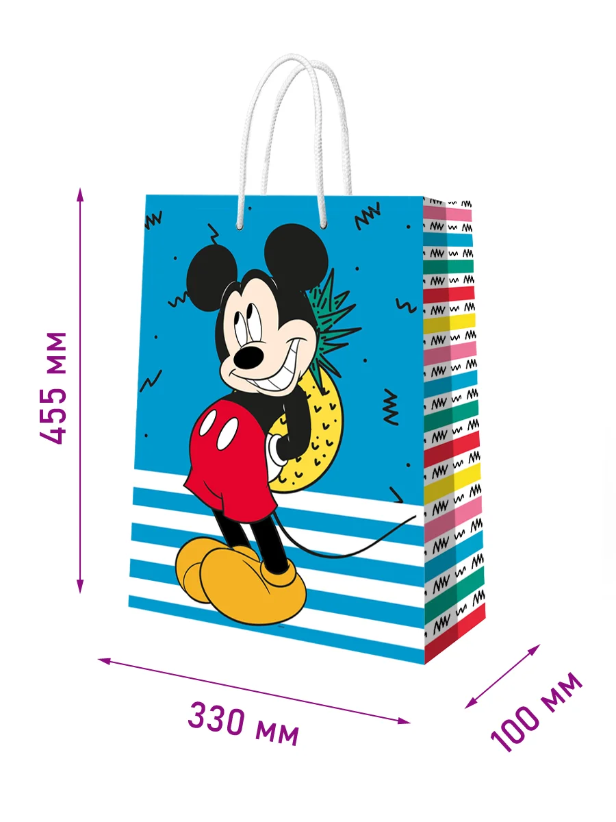 Mickey Mouse. Пакет подарочный большой (Мики с ананасом), 330*455*100 мм