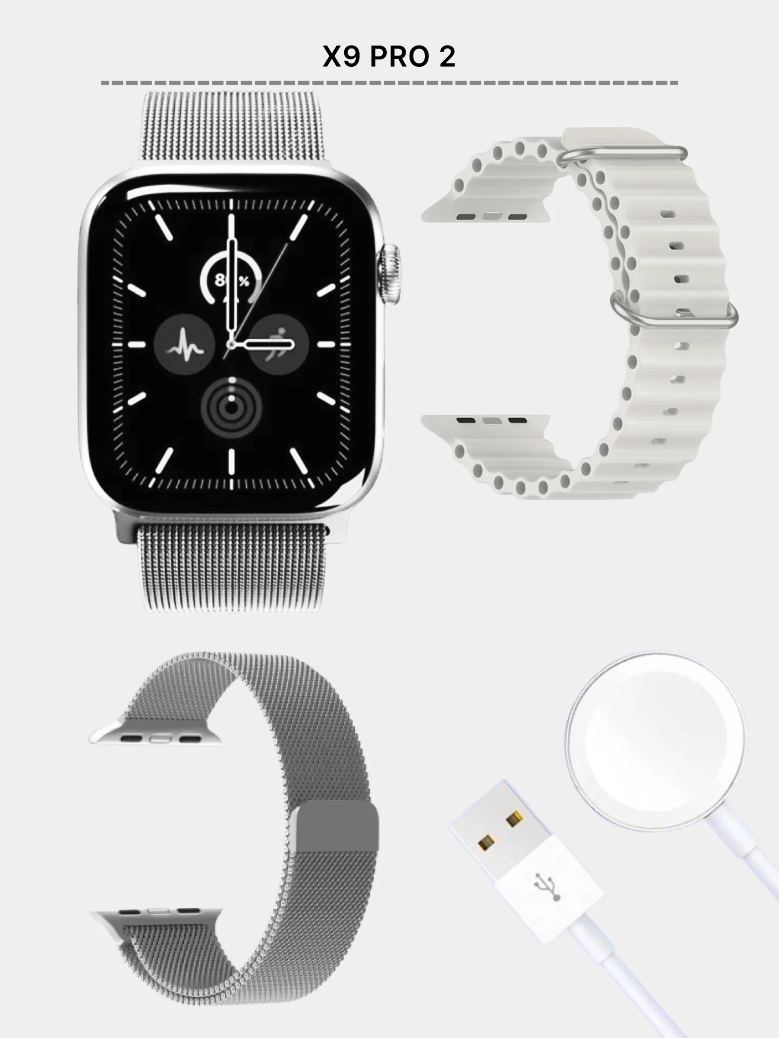 Розовый умные смарт-фитнес часы Smart Watch X9 Pro 2, X8 Pro, X9 Ultra 2 наручный браслет