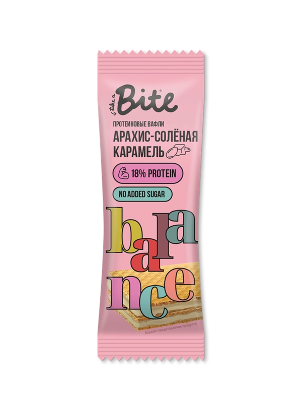 Вафли Bite «Арахис – солёная карамель», 35 гр