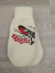 Варежки шерстяные теплые со снегирями, унисекс