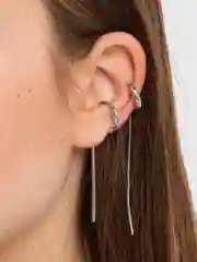 Каффы асимметричные, серебристые, на ухо, без проколов