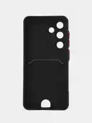Черный чехол для Samsung Galaxy S25 (Самсунг Галакси С25) с карманом для карт