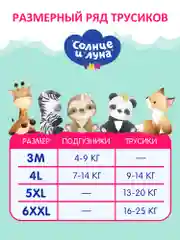 Подгузники трусики детские СОЛНЦЕ И ЛУНА FUN 6 XXL размер 16-25 кг, 70 шт