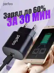 Черный сетевое зарядное устройство Perfeo с разъемом Type-C, 18 W, 2 цвета