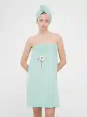 Мятный банный набор женский. Халат килт с чалмой из микрофибры
