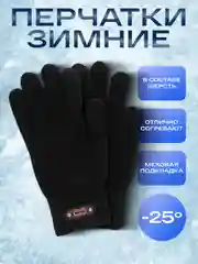 Перчатки зимние мужские / перчатки на каждый день / перчатки для рыбалки / цвет черный