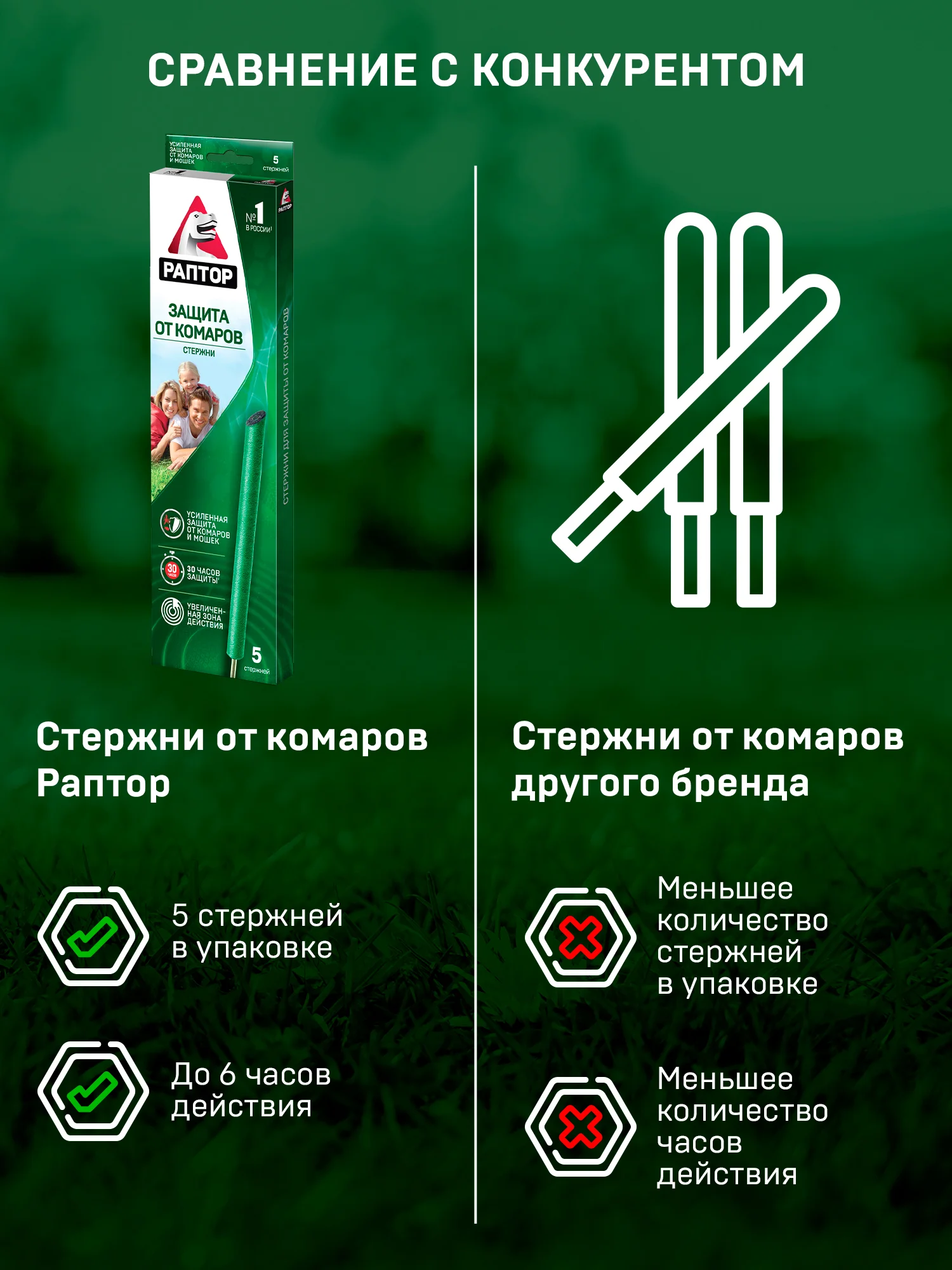 Стержни от комаров и мошек, 5 стержней, 2шт