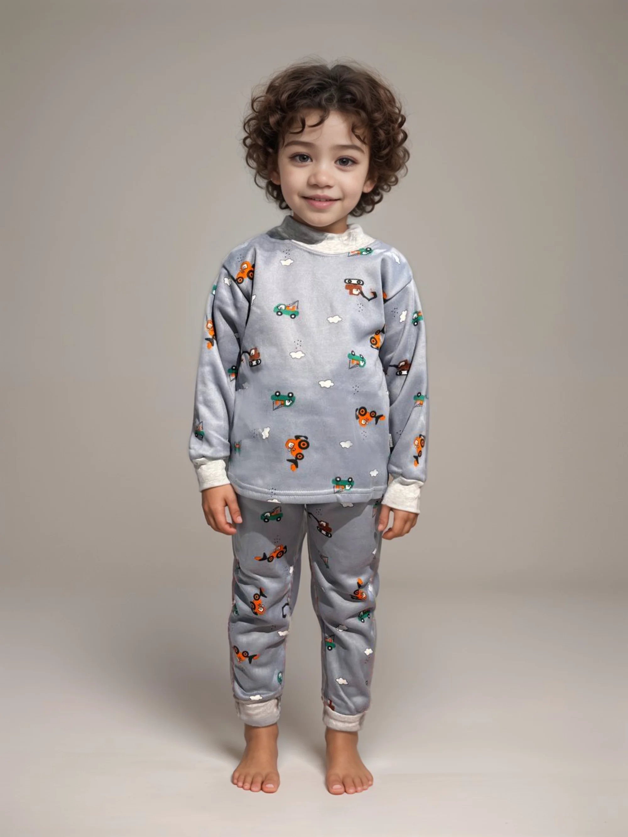 Хром детская пижама утепленная для мальчика, девочки на 1-4 года, 4-7 лет