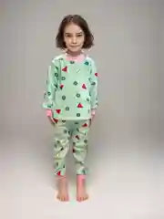 Зеленый детская пижама утепленная для мальчика, девочки на 1-4 года, 4-7 лет