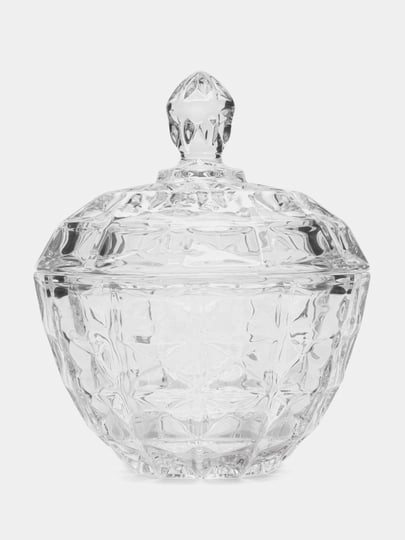 Сахарница с крышкой стеклянная 300 мл 12x12x13 см
