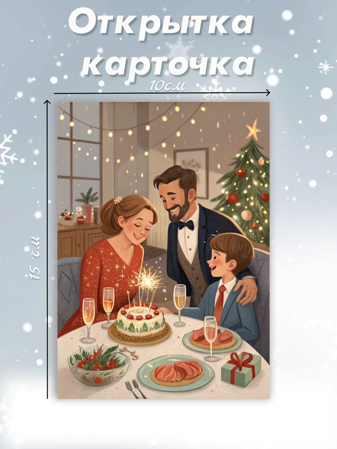 Индиго открытка карточка 10х15 "С Новым годом!"
