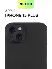 Черный чехол для iPhone 15 Plus силиконовый BROSCORP матовый/ прозрачный, тонкий, c защитой камер
