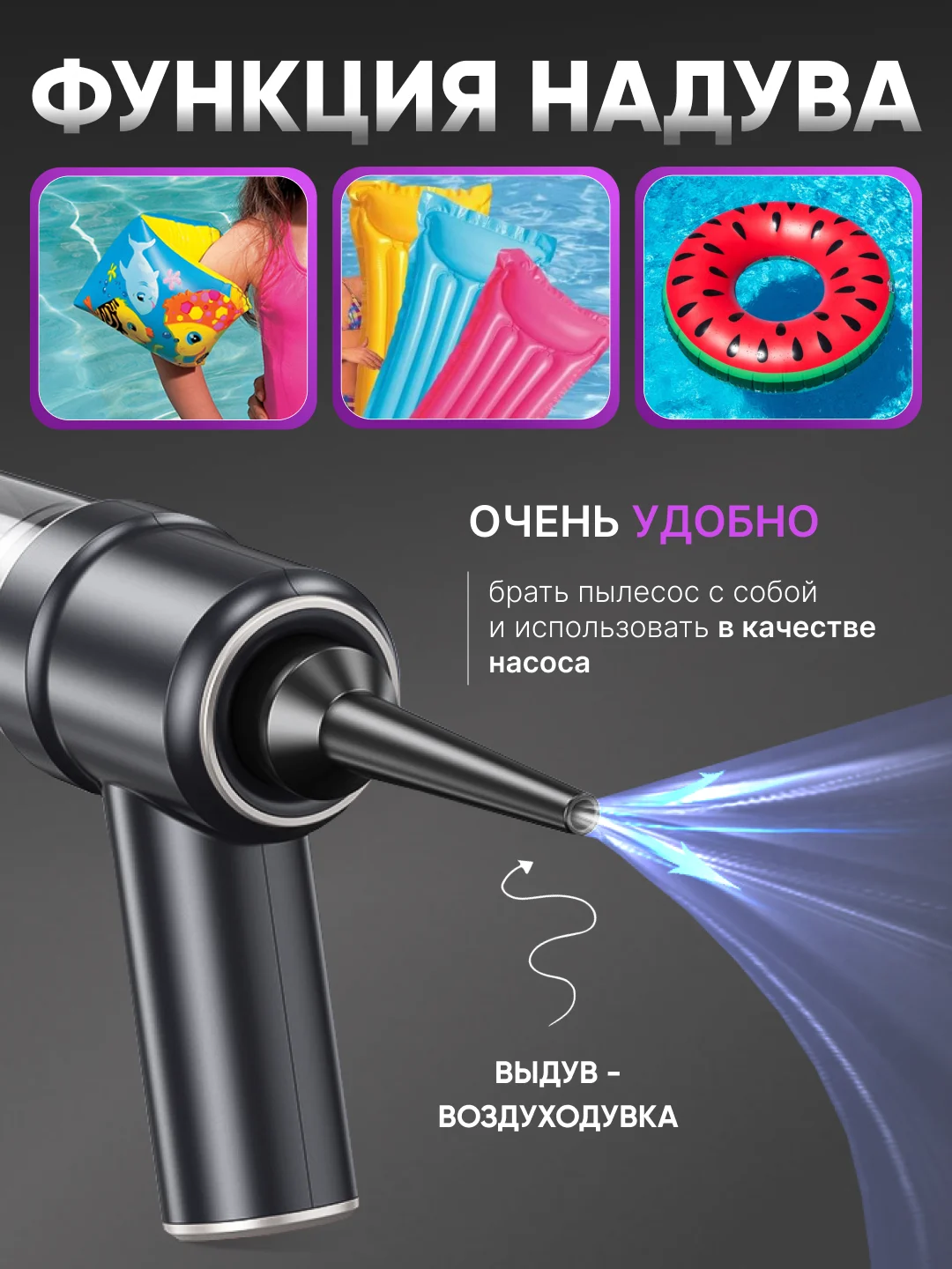 Автомобильный пылесос, воздуходувка, беспроводной, 2 в 1, портативный мини-пылесос
