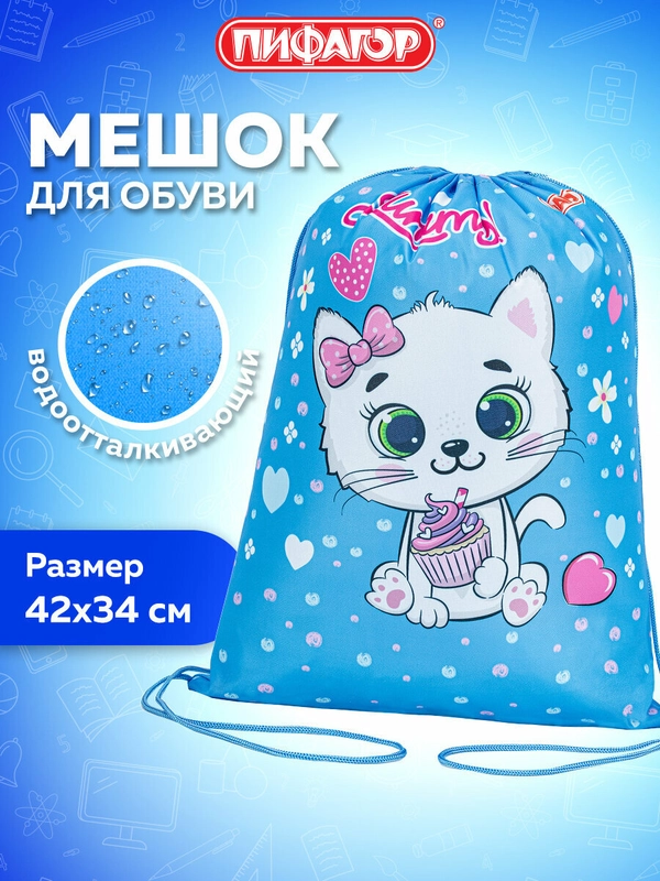 Сумка для сменной обуви Пифагор Yummy Cupcake, 1 отделение, 271603