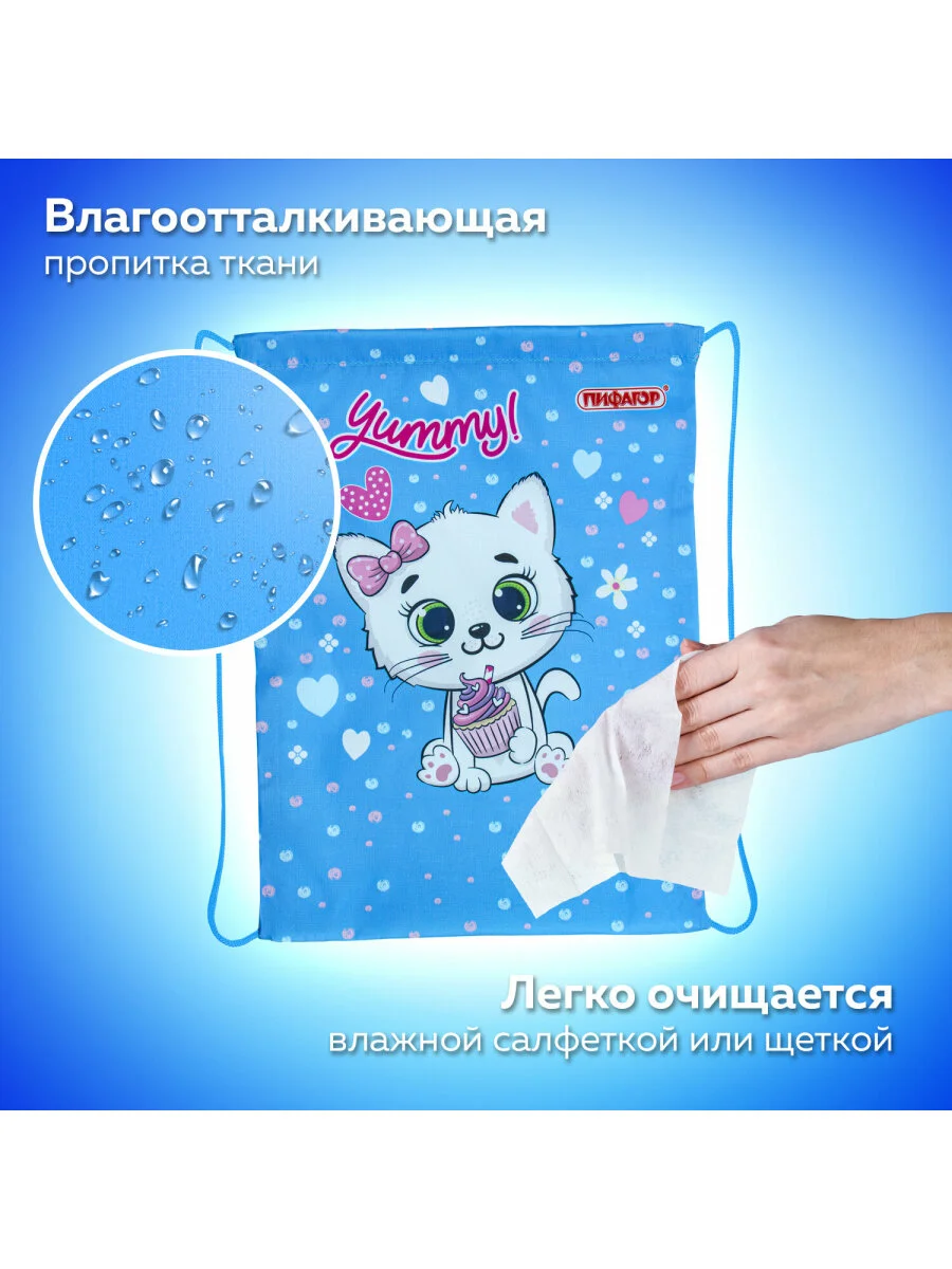 Сумка для сменной обуви Пифагор Yummy Cupcake, 1 отделение, 271603