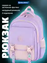 Рюкзак, ранец, портфель детский в школу, 2 отделения и 3 кармана, 39х28х16 см, Brauberg