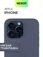 Темно-синий чехол на Apple iPhone 15, 14, Pro, Max, Plus силиконовый BROSCORP мягкая подкладка микрофибра