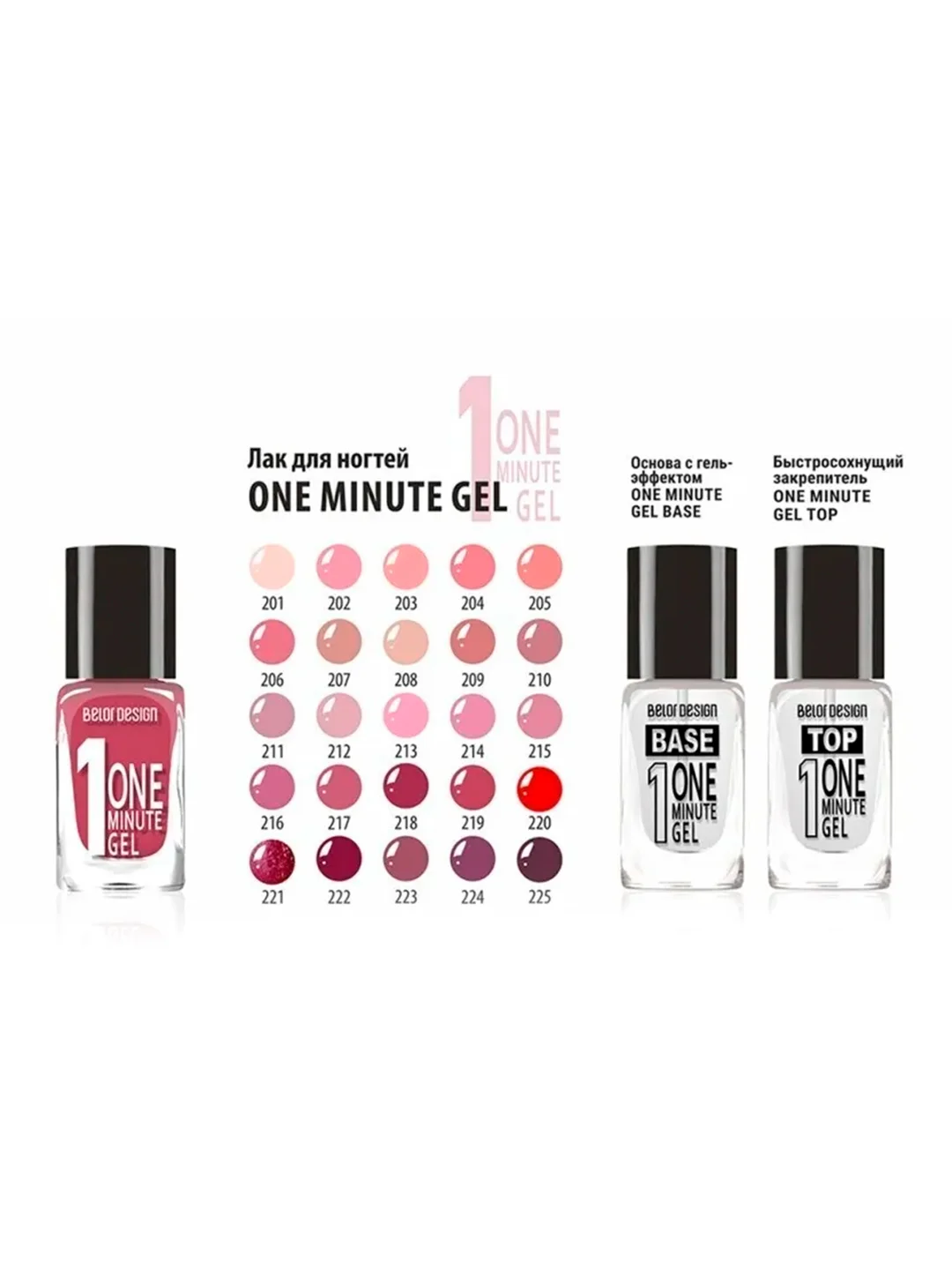 Лак для ногтей Belor Design One minute gel, 10 г