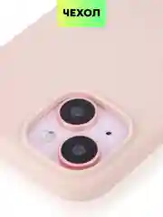 Пудровый чехол на Apple iPhone 15, 14, Pro, Max, Plus силиконовый BROSCORP мягкая подкладка микрофибра