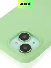 Зеленый чехол на Apple iPhone 15, 14, Pro, Max, Plus силиконовый BROSCORP мягкая подкладка микрофибра