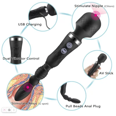 Вибратор G-spot, с регулировкой частоты вибрации, двуглавый вибратор