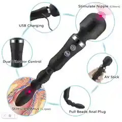 Вибратор G-spot, с регулировкой частоты вибрации, двуглавый вибратор