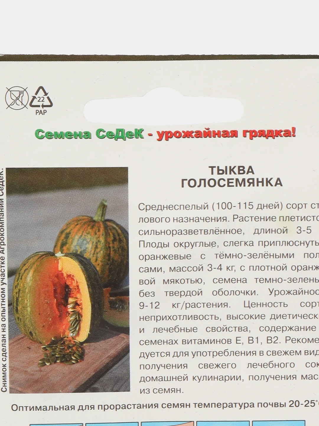 Тыква Голосемянка Седек