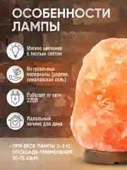 Соляная лампа лечебная из гималайской соли 2-3 кг, солевой, настольный светильник