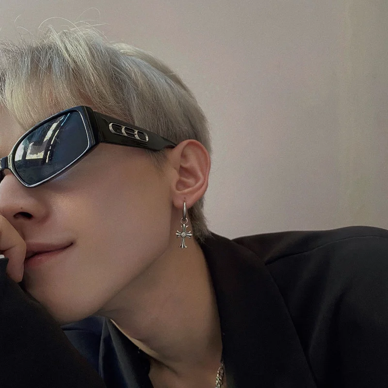 Серебряный моносерьга мужская "K-pop", серьга кейпоп, Кпоп