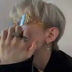 Серебряный моносерьга мужская "K-pop", серьга кейпоп, Кпоп