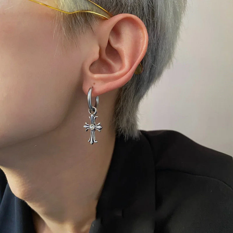 Серебряный моносерьга мужская "K-pop", серьга кейпоп, Кпоп