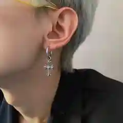 Серебряный моносерьга мужская "K-pop", серьга кейпоп, Кпоп