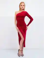 Бордовый платье женское, вечернее, велюровое, с открытым плечом, платье новогоднее, праздничное