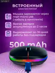 Черный мышь компьютерная, бесшумная, беспроводная, RGB-подсветка, USB зарядка