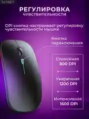 Черный мышь компьютерная, бесшумная, беспроводная, RGB-подсветка, USB зарядка