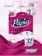 Туалетная бумага PAPIA, белая, 3 слоя, 32 рулона