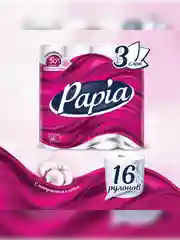 Туалетная бумага PAPIA, белая, 3 слоя, 16 рулонов