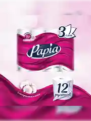 Туалетная бумага Papia, белая, 3 слоя, 12 рулонов