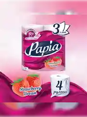 Туалетная бумага Papia "Клубничная мечта", 3 слоя, 4 рулона
