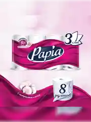 Туалетная бумага Papia, 3 слоя, 8 рулонов