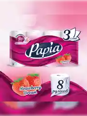 Туалетная бумага Papia "Клубничная мечта", 3 слоя, 8 рулонов