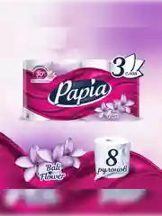Туалетная бумага Papia "Балийский цветок", 3 слоя, 8 рулонов