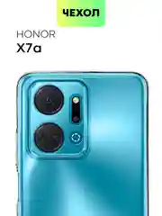 Прозрачный силиконовый чехол BROSCORP для Honor X7a с защитой камер и от прилипания