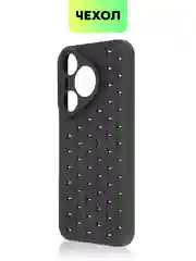 Черный чехол "Соты" для Huawei Pura 70 силиконовый BROSCORP матовый с бортиком защитой камер