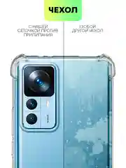 Прозрачный противоударный чехол BROSCORP для Xiaomi 12T силиконовый с усиленными углами