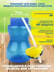 Голубой поильник Бусинка с трубочкой детский 250 мл