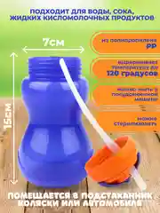 Синий поильник Бусинка с трубочкой детский 250 мл